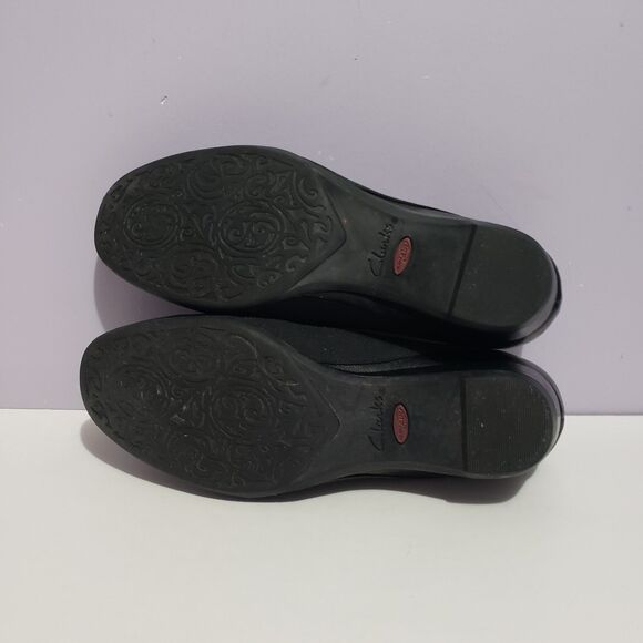 Clark's Artisan Black Leather Slip On Loafers Shoes Women's Sz 8.5 M - Picture 8 of 9